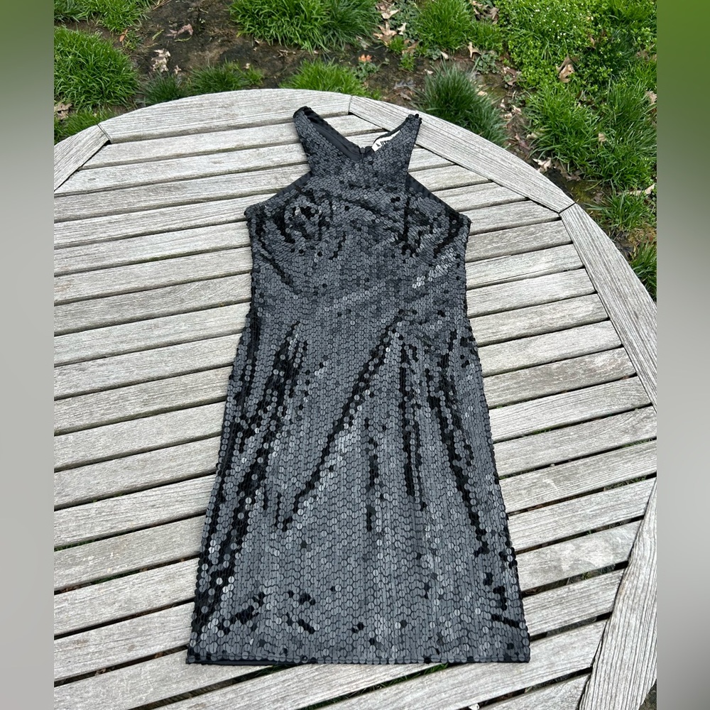 Vintage 90's Niteline Evening Dress Black Sequins‎ Size 8 Cocktail Dress Club